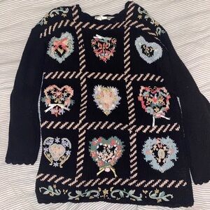 Vintage Kathie Lee Embroidered Heart Sweater